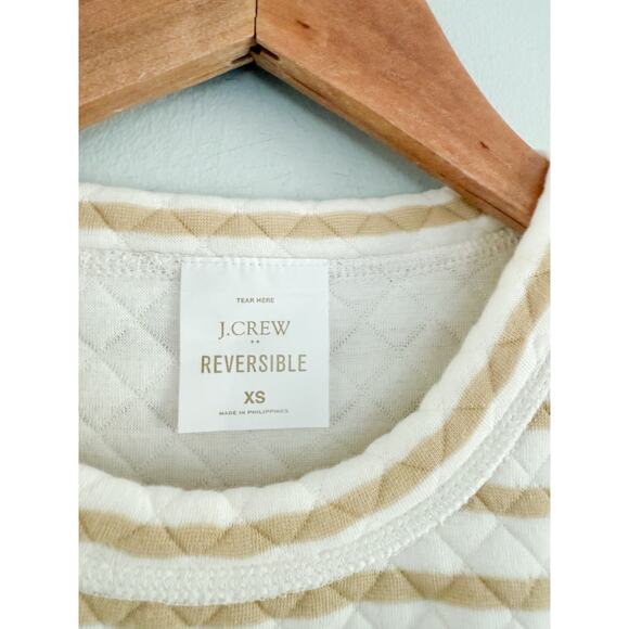 J Crew Factory | NWT | Reversible quilted pullover in Tan White | Sz XS - Picture 4 of 9